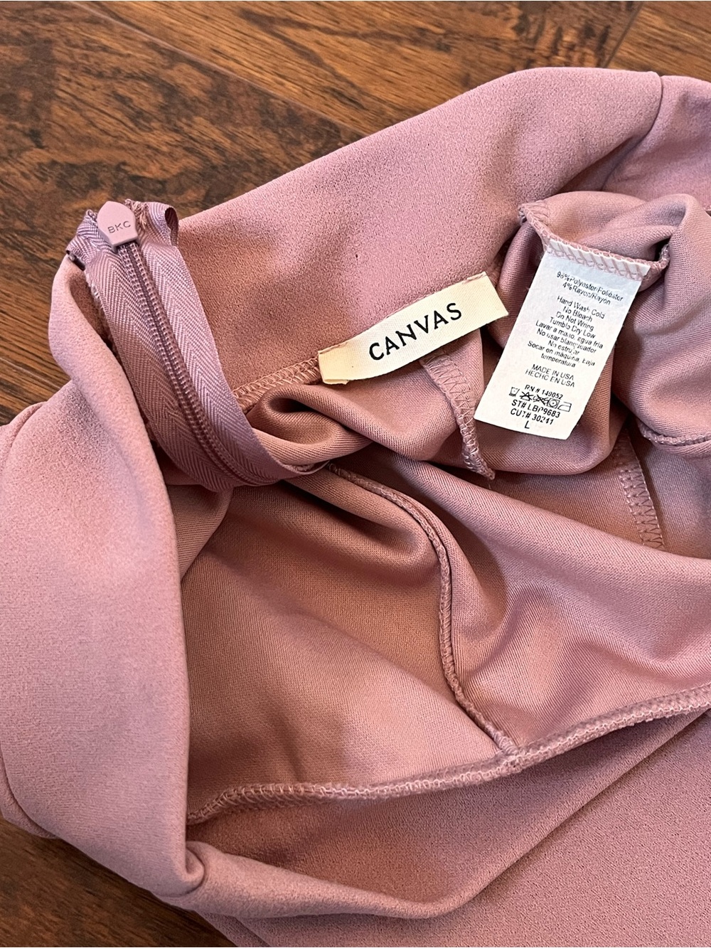 NWOT CANVAS BLUSH PINK WIDE LEG TROUSERS | QUIET LUXURY | OFFICE CORE | SIZE L - Picture 6 of 7